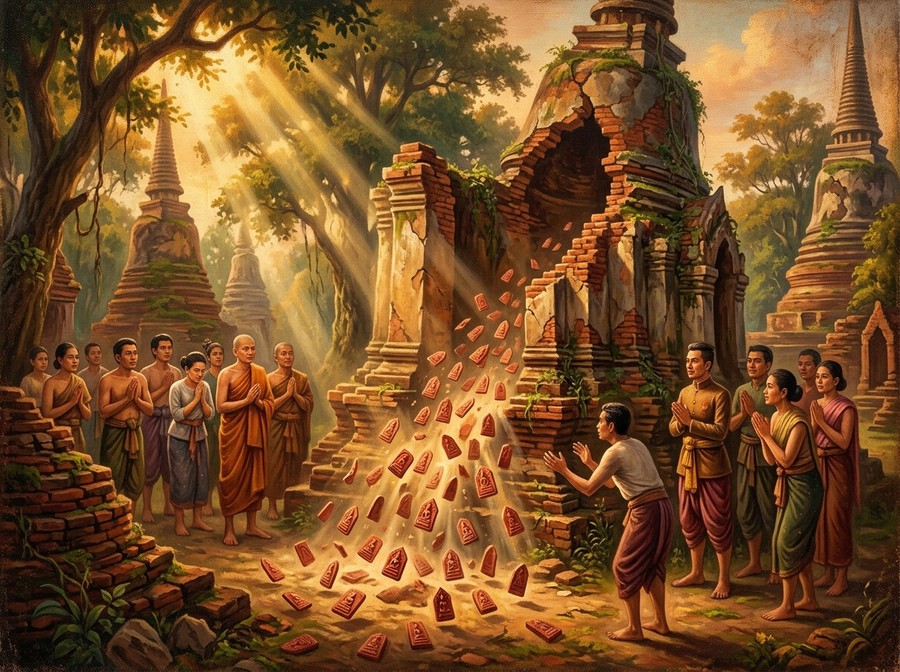 การค้นพบพระขุนแผนกรุวัดบ้านกร่างที่ซากปรักหักพังอยุธยา