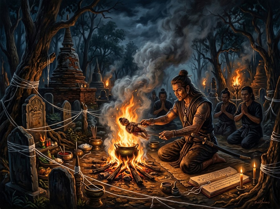 Khun Phaen Roasting the Kuman Thong at Midnight